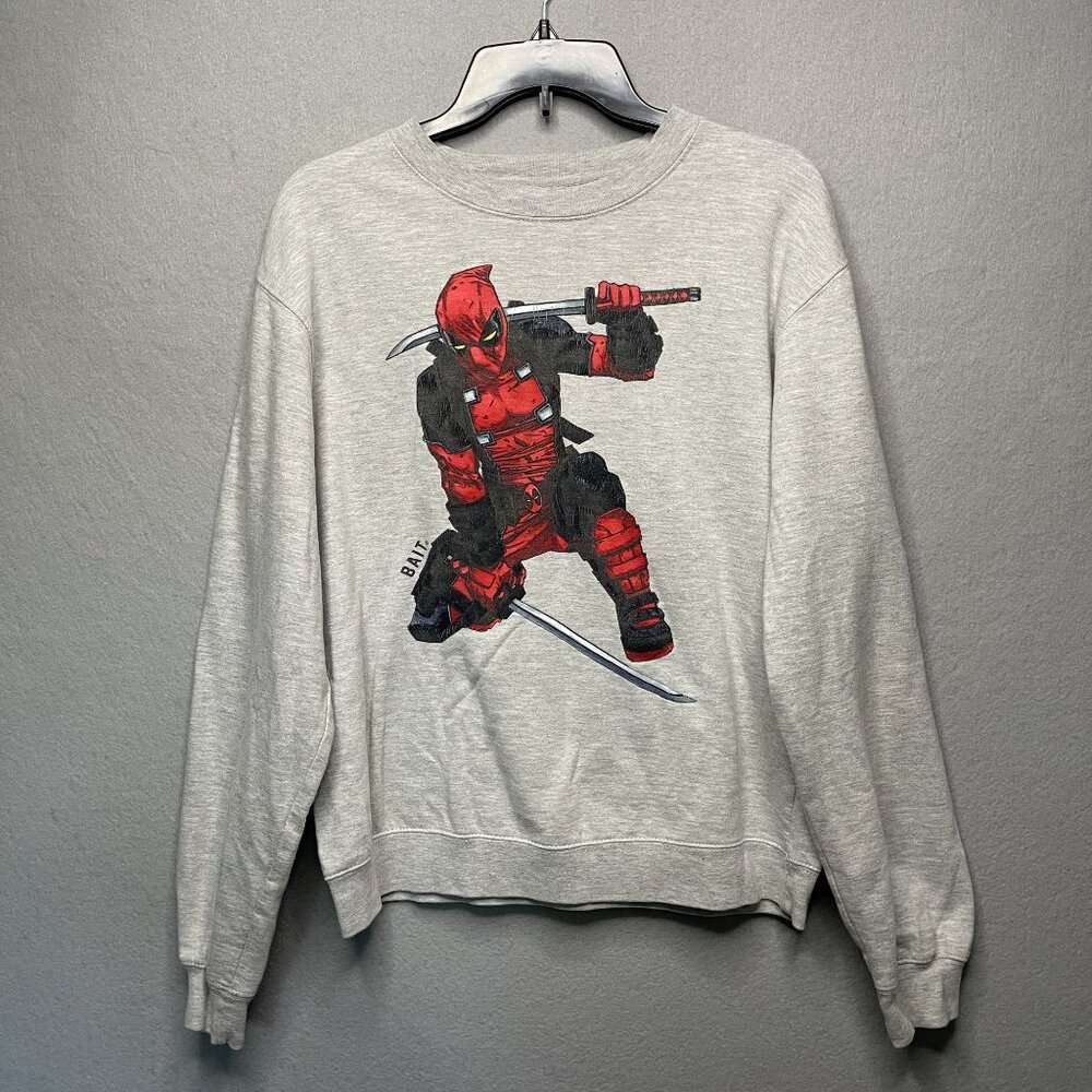 Marvel x Bait Deadpool Heather Gray Sweatshirt Small